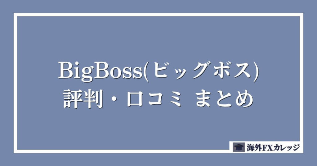 BigBoss(ビッグボス)の評判・口コミ　まとめ